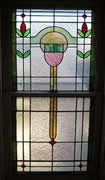 Stained glass window in stairwell