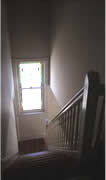 Stained glass window in stairwell